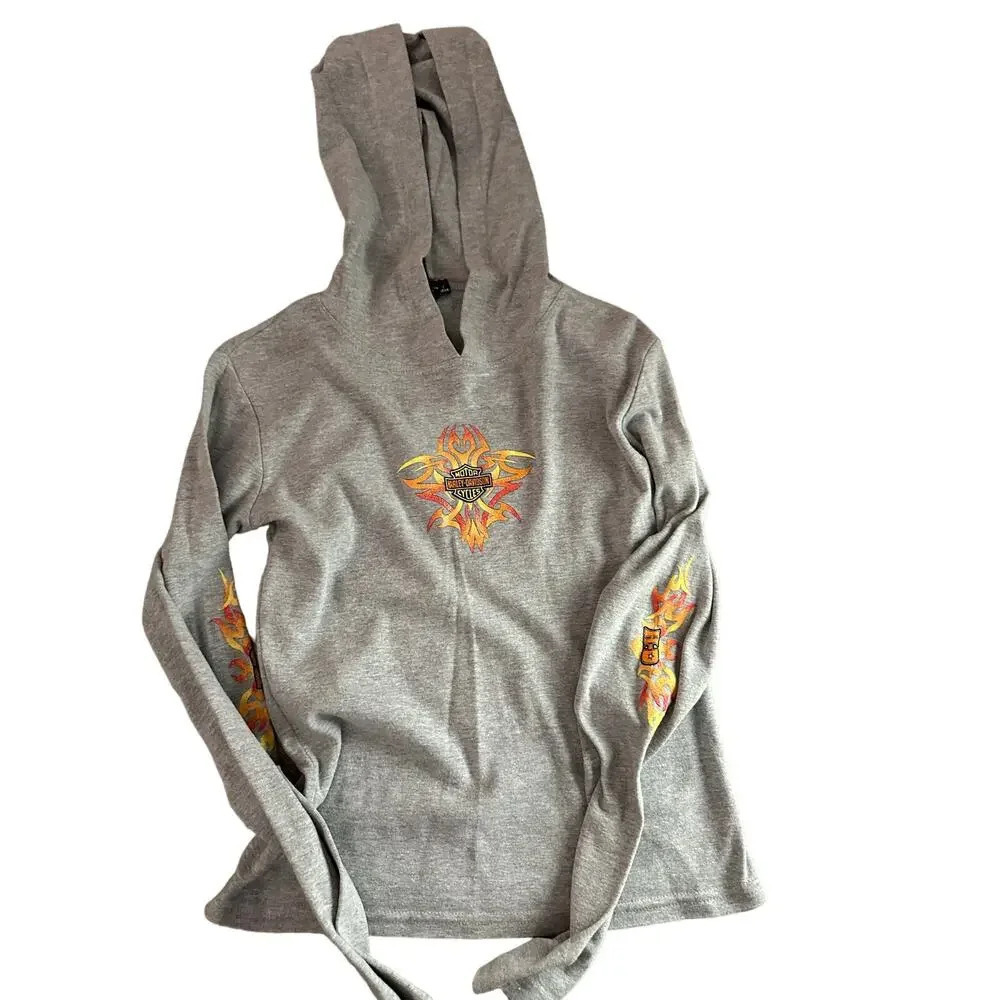 Vintage Harley Davidson Motor Cycle Thorp's Pullover Hoodie Long Sleeve Blingy